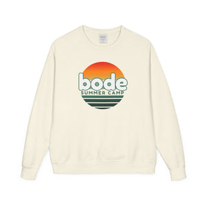 The Printify 2026 Bode Summer Bootcamp Crewneck Sweatshirt GDH400 features an off-white, vintage-washed look with a graphic sunset and “bode SUMMER CAMP” on soft midweight fleece for relaxed comfort and timeless style.