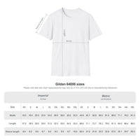 A sizing chart for the Printify P Reds Baseball Est. 1978 - Unisex Softstyle T-Shirt Volume shows width, length, and sleeve measurements in inches and centimeters for sizes XS to 5XL.