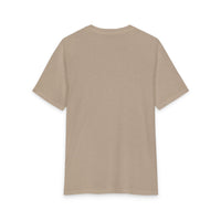 The 2026 Bode Summer Bootcamp - Cali Sunset T-Shirt (DM130 Tri Blend) by Printify is shown flat, back facing up, on a white background to showcase its lightweight beige fabric and short sleeves.