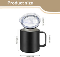 The Kodiak Coolers NEW BLACK PRODUCTS! Custom Engraved Drinkware features a black mug with handle and clear lid (mug height 11cm, lid diameter 9cm, lid height 2.2cm, handle height 7.5cm)—perfect for your logo with no setup fee.