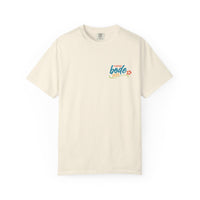 The Summer Camp T-Shirt — 'Life Is Better Together' Beach Can Design by Printify is a soft off-white tee, ideal for summer camp and everyday wear.