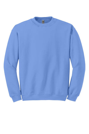 Experience the ultimate comfort with the Gildan Heavy Blend Crewneck Sweatshirt 18000. Expertly crafted by Gildan, this plain blue sweatshirt features a durable 50/50 cotton-poly blend, offering both style and warmth for everyday wear against a crisp white backdrop.