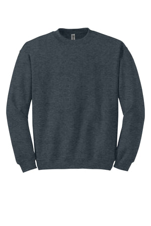 Gildan Heavy Blend Crewneck Sweatshirt 18000 by Gildan, featuring long sleeves in dark gray, crafted from a comfortable 50/50 cotton polyester blend, displayed on a white background.