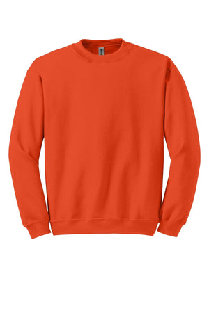 Gildan Heavy Blend Crewneck Sweatshirt 18000 by Gildan, in bright orange with a 50/50 cotton poly blend, displayed against a white backdrop.