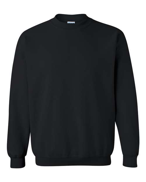 A plain black Gildan Heavy Blend Crew Fleece sweatshirt from designerapp, customized with your Buccaneer Flag Football logo. Shown on a white background, this crew fleece features long sleeves and ribbed cuffs, and is crafted from a soft cotton-poly blend for comfort and durability—ideal for personalized apparel needs.