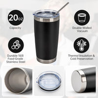 A black 20 oz Kodiak Coolers tumbler with lid and straw, featuring double-wall vacuum insulation. Custom engraved with your logo—no setup fee, 1 side logo included. $200 minimum order. Ideal for promotional gifts. HUMP DAY SALE NEW PRODUCTS!.
