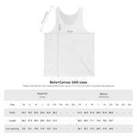 Size chart for the Printify P Reds Baseball Est. 1978 - Unisex Jersey Tank Volume, listing width, length, and arm opening in inches and centimeters for sizes XS to 2XL.