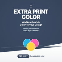 Graphic showing "Additional Print Color (per shirt)" from Kodiak Coolers: three overlapping colored circles. Add-on for your design in the pack builder, priced per shirt and ink color; not available separately.
