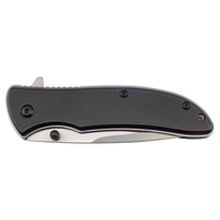 The Bison River 4 1/4" Everyday Carry Knife features a black handle and visible metal edge, ideal for custom laser engraving as a corporate gift or promotional giveaway. Shown closed against a white background.