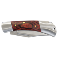Custom Laser Engraved Bison River 3 1/2" Wood Folding Knife