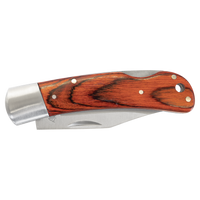 Custom Laser Engraved Bison River 4" Wood Folding Knife with Leather Sheath