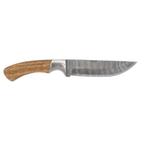 Custom Laser Engraved Bison River 9 1/2" Fixed Blade Wood Knife with Damascus Steel Blade and Leather Sheath