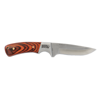 Custom Laser Engraved Bison River 7 3/4" Fixed Blade Wood Knife with Leather Sheath