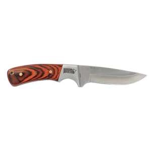 Custom Laser Engraved Bison River 7 3/4" Fixed Blade Wood Knife with Leather Sheath