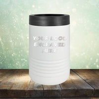 Custom can holder with business logo laser engraved branded koozie white
