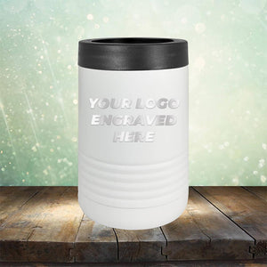 Custom can holder with business logo laser engraved branded koozie white