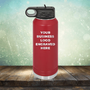 Custom water bottles with business logo laser engraved branded flip top straw 32oz bottle maroon