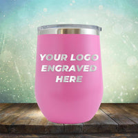 Custom wine cup with business logo laser engraved branded 12 oz cup with lid pink