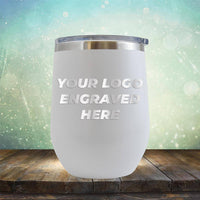 Custom wine cup with business logo laser engraved branded 12 oz cup with lid white