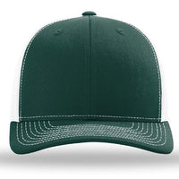 A Richardson 112 Snapback Trucker Cap with a mesh back on a white background.