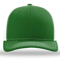 A Richardson 112 Snapback Trucker Cap with a mesh back on a white background.