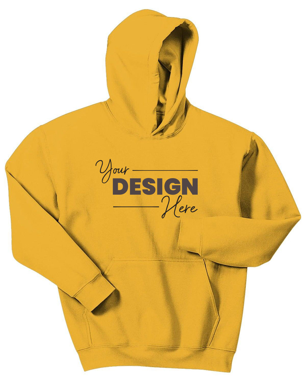 A durable and comfortable Gildan - Youth Heavy Blend Hoodie Sweatshirt 18500B, available in youth sizes, with your own design on it.