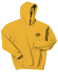 A durable and comfortable Gildan - Youth Heavy Blend Hoodie Sweatshirt 18500B with a logo on it.