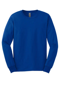 The Gildan 100% US Cotton Long Sleeve T-Shirt 2400 (Pack of 36) in solid royal blue features a custom screen-printed logo, shown on a white background.