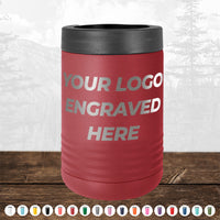 A Kodiak Coolers stainless steel can cooler with your custom logo laser engraved on it.
