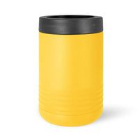A yellow Kodiak Coolers can cooler with your logo laser engraved on it, named Custom Standard Can Holder with your Logo or Design Engraved - Special Bulk Wholesale Volume Pricing.