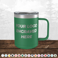 A Kodiak Coolers 15 oz Custom Coffee Mug with your Logo or Design Engraved - Special Bulk Wholesale Volume Pricing, utilizing vacuum-sealed insulation technology.