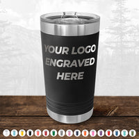 Xmas in July SALE - Engraved Custom Logo Drinkware - Front Engraved Logo Included - Low $200 Minimal Order