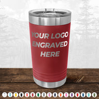Xmas in July SALE - Engraved Custom Logo Drinkware - Front Engraved Logo Included - Low $200 Minimal Order