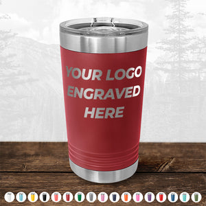 Xmas in July SALE - Engraved Custom Logo Drinkware - Front Engraved Logo Included - Low $200 Minimal Order