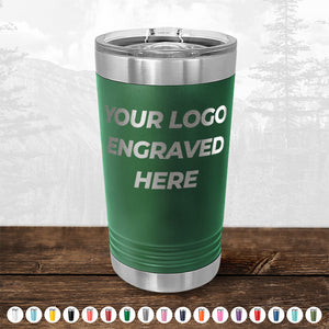 Xmas in July SALE - Engraved Custom Logo Drinkware - Front Engraved Logo Included - Low $200 Minimal Order