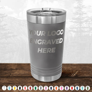 Xmas in July SALE - Engraved Custom Logo Drinkware - Front Engraved Logo Included - Low $200 Minimal Order