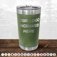 Xmas in July SALE - Engraved Custom Logo Drinkware - Front Engraved Logo Included - Low $200 Minimal Order