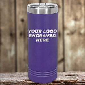 A purple insulated tumbler by Kodiak Coolers with your custom logo engraved on the front. "Xmas in July SALE"—$200 minimal order. Ideal for promotional gifts or as customizable drinkware for your brand.