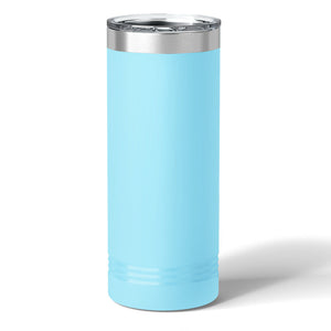 Explore the Kodiak Coolers Custom 22 oz Skinny Tumblers in light blue, complete with a clear lid for hot and cold drinks. Perfect for businesses, they can showcase your laser-engraved logo and offer volume pricing for bulk orders.