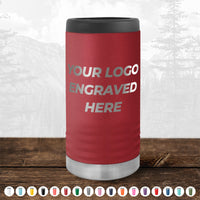 A red Kodiak Coolers Slim Can Cooler that says your Custom Slim Seltzer Can Holder with your Logo or Design Engraved - Special Bulk Wholesale Volume Pricing engraved here.