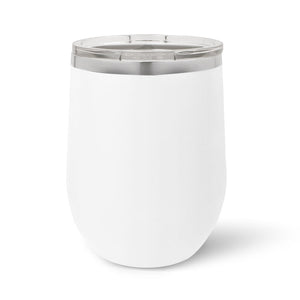 Kodiak Coolers' Custom 12 oz Wine Cups feature a white insulated tumbler with a stainless steel lid, ideal for laser engraved logos or designs.