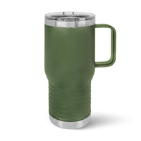 The Kodiak Coolers Custom 20 oz Travel Tumblers come with a handle, transparent lid, and durable stainless steel construction. Perfect for laser-engraved personalization to suit your style, you can order without a minimum requirement and take advantage of volume pricing.