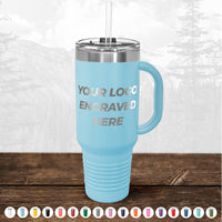Xmas in July SALE - Engraved Custom Logo Drinkware - Front Engraved Logo Included - Low $200 Minimal Order