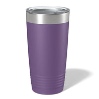 Red insulated tumbler with "TODAY ONLY - Hump Day Sale - Your Logo Engraved on Drinkware - Single Side Engraving Included in Price - Slider Lids Included" text, displayed on a wooden surface against a blurred forest backdrop, perfect as a promotional gift from Kodiak Coolers.