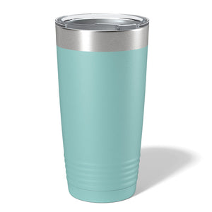 The Kodiak Coolers' light blue custom 20 oz tumbler, with a silver lid, elegantly stands on a white background. It's perfect for customization; laser engrave your logo or design with no minimum order and enjoy volume pricing.