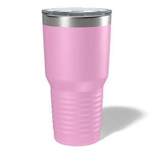 The pink insulated tumbler from Kodiak Coolers features a ridged grip and stainless steel lid. Customize this 30 oz tumbler with laser engraved designs using the Live Designer, offering no minimum order and volume pricing options.