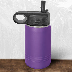 A 12 oz Wisconsin Green Bay Bulldogs water bottle by Kodiak Coolers, featuring a laser-engraved design and a flip top straw—ideal school drinkware for Green Bay fans.