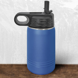 The Kodiak Coolers Wisconsin Green Bay Bulldogs 12 oz water bottle features a laser-engraved design, flip top straw, and large handle—perfect school drinkware for Bulldogs fans in Green Bay, Wisconsin.