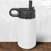 The Kodiak Coolers 12 oz Wisconsin Green Bay Bulldogs water bottle features a laser-engraved design, flip-top straw, and handle—school-themed drinkware perfect for fans.