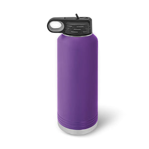 Kodiak Coolers' 40 oz custom water bottle features a spill-proof flip top lid, loop handle, and laser-engraved stainless steel design with no minimum order. Ideal for those seeking stylish and durable bottles with personalized logos or designs.